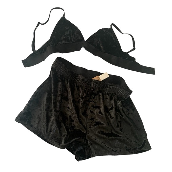 Victoria Secret PINK Set BRALETTE Size XS Boxy PJ Shorts BLACK VELVET Size S - Picture 8 of 12